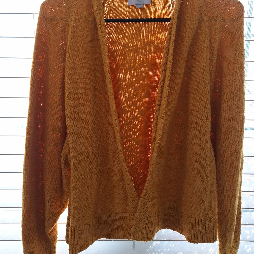 LOFT Golden Open Front Cardigan